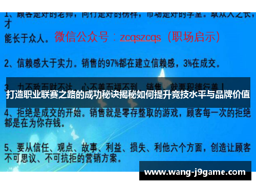打造职业联赛之路的成功秘诀揭秘如何提升竞技水平与品牌价值